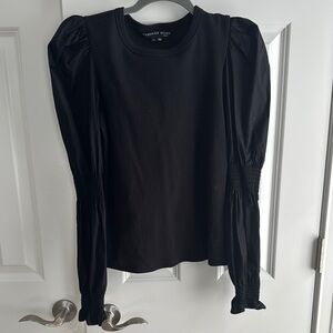 Veronica Beard Black Ruffled Puff Sleeve Blouse